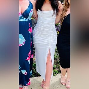 White Zara Bodycon Midi Dress